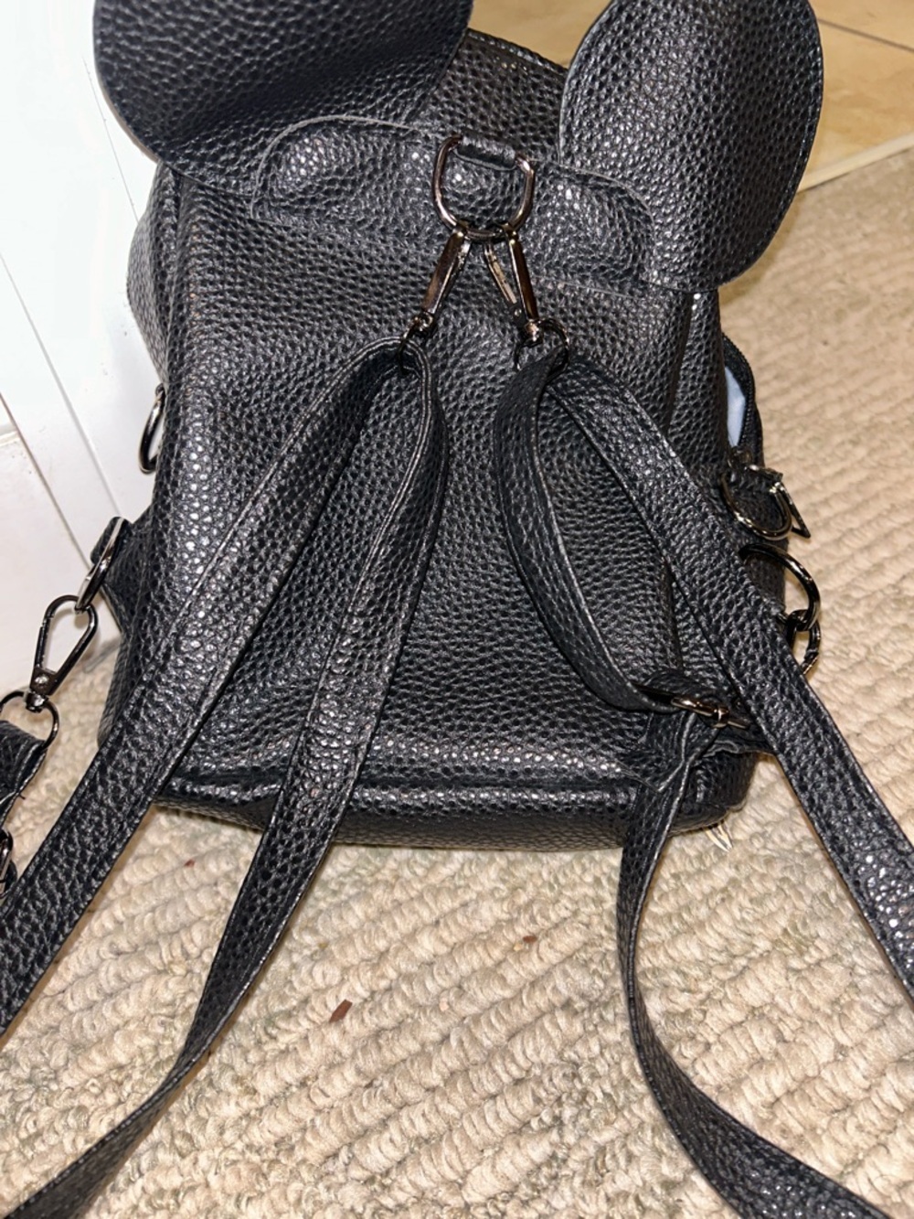 Kids Mini Backpack with Red Bow Accent - Black - Picture 8 of 11